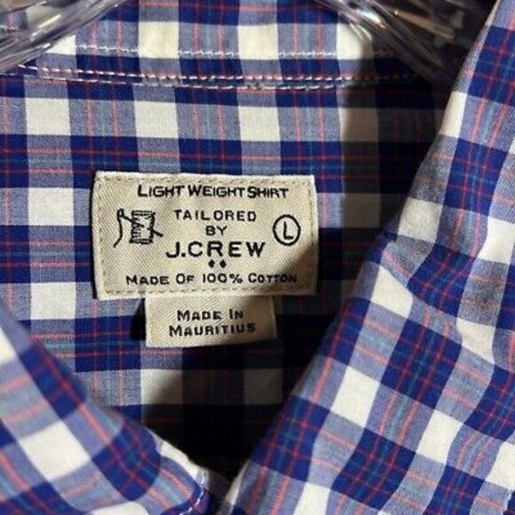 J. Crew Plaid Button Down Shirt Lightweight Long Sleeve Cotton‎ Size Large - Picture 2 of 6